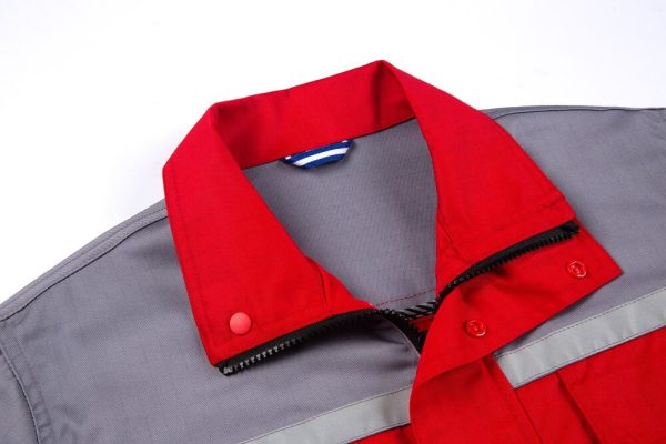 Colorblock large pocket high-visibility anti-static protective clothing suit