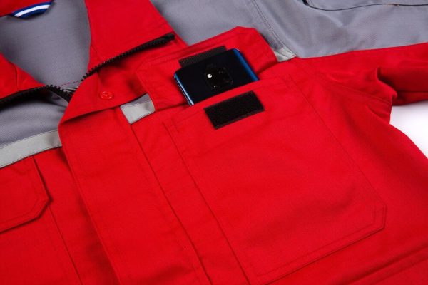 Colorblock large pocket high-visibility anti-static protective clothing suit