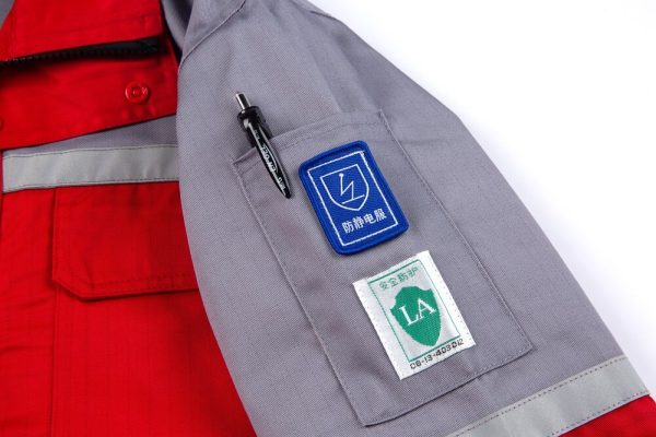 Colorblock large pocket high-visibility anti-static protective clothing suit