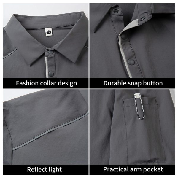 High-visibility solid color work T-shirt (stretchy, quick-drying, moisture-wicking, breathable)