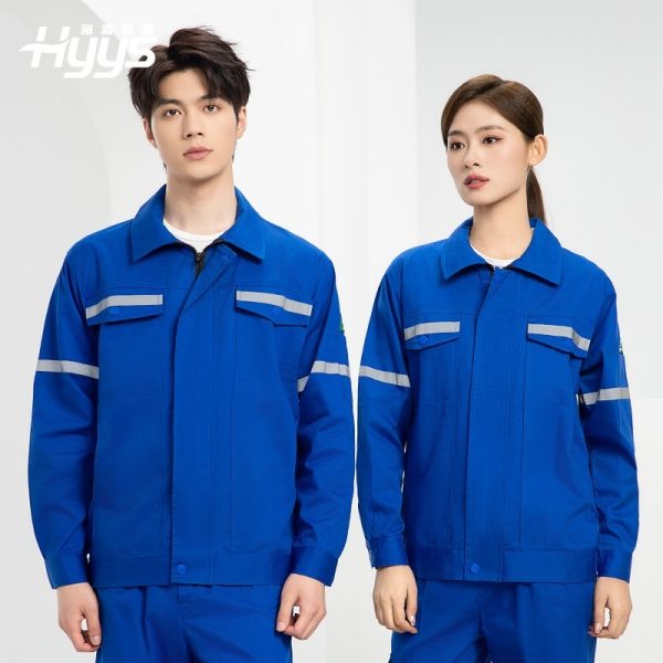 Summer Long-Sleeved Cotton Work Clothes with Multiple Reflective Stripes (QM2091X)