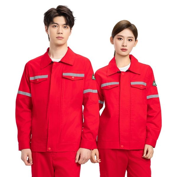 Summer Long-Sleeved Cotton Work Clothes with Multiple Reflective Stripes (QM2091X)