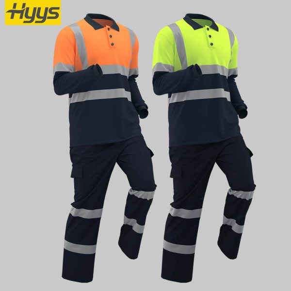 Quick-drying long-sleeved high-visibility polo suit