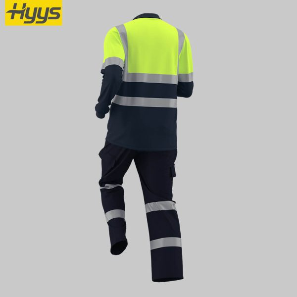 Quick-drying long-sleeved high-visibility polo suit