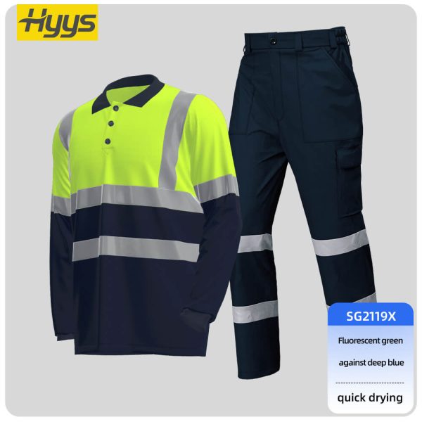 Quick-drying long-sleeved high-visibility polo suit
