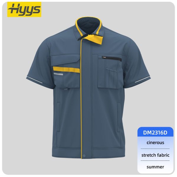 Summer short-sleeved moisture-wicking stretch work clothes