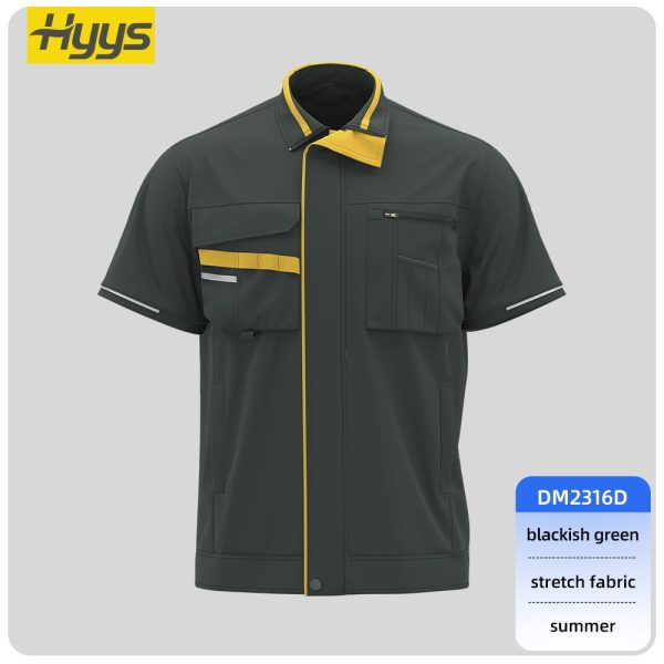 Summer short-sleeved moisture-wicking stretch work clothes