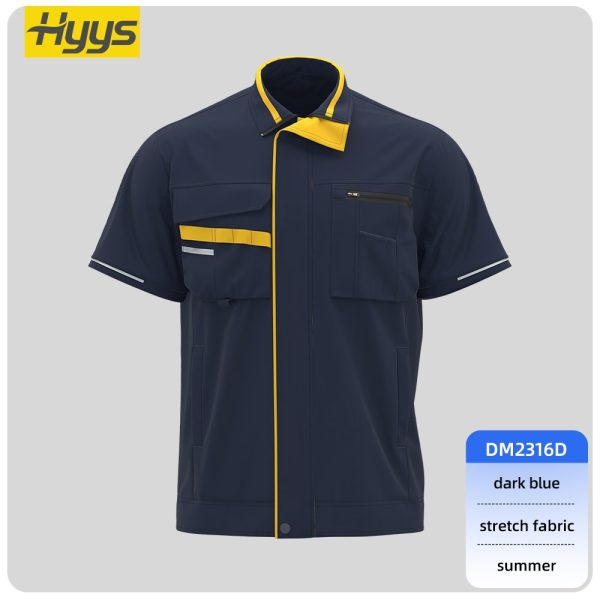 Summer short-sleeved moisture-wicking stretch work clothes