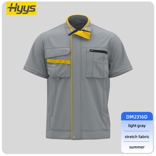 Summer short-sleeved moisture-wicking stretch work clothes