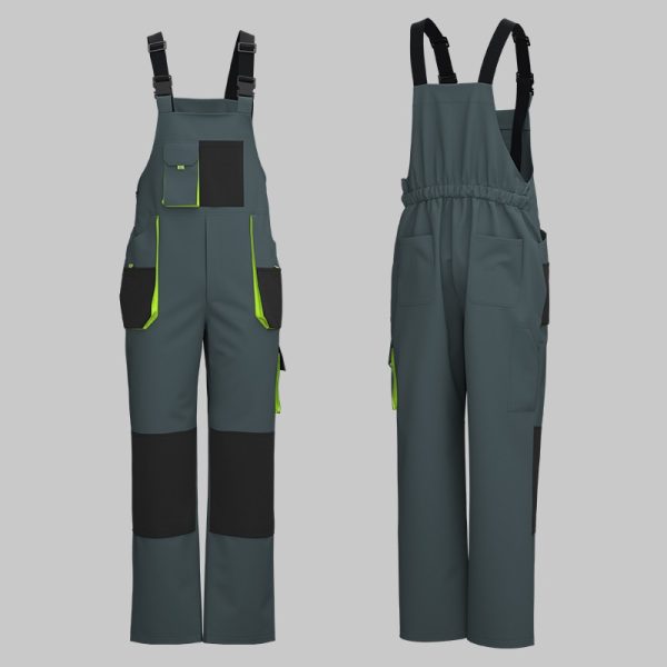 Cotton-like Brushed Multi-Pocket Oxford Reinforced Bib Overalls