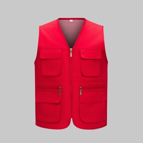 Solid Color Zipper Mesh Work Vest