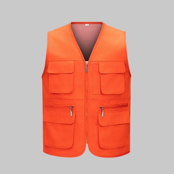 Solid Color Zipper Mesh Work Vest