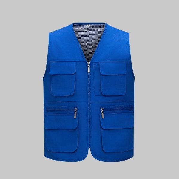 Solid Color Zipper Mesh Work Vest