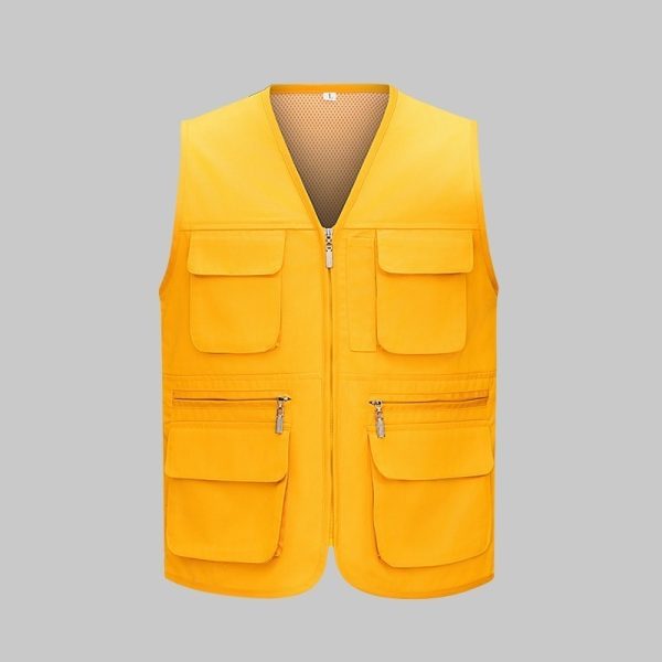Solid Color Zipper Mesh Work Vest