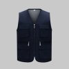 Solid Color Zipper Mesh Work Vest