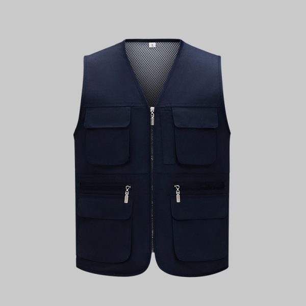 Solid Color Zipper Mesh Work Vest