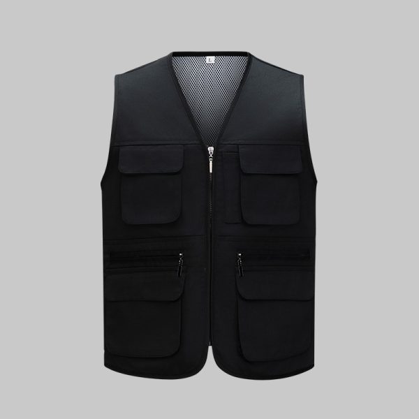 Solid Color Zipper Mesh Work Vest