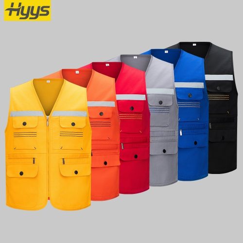 High-visibility topstitched work vest