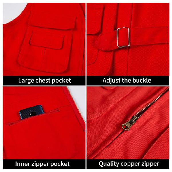 Pure cotton copper zipper work vest