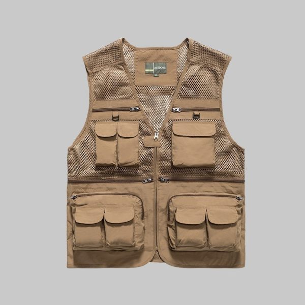 Summer mesh three-dimensional pocket work vest
