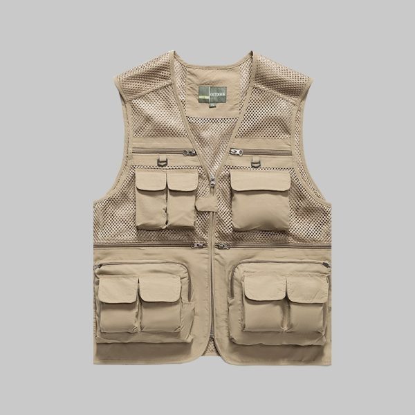 Summer mesh three-dimensional pocket work vest