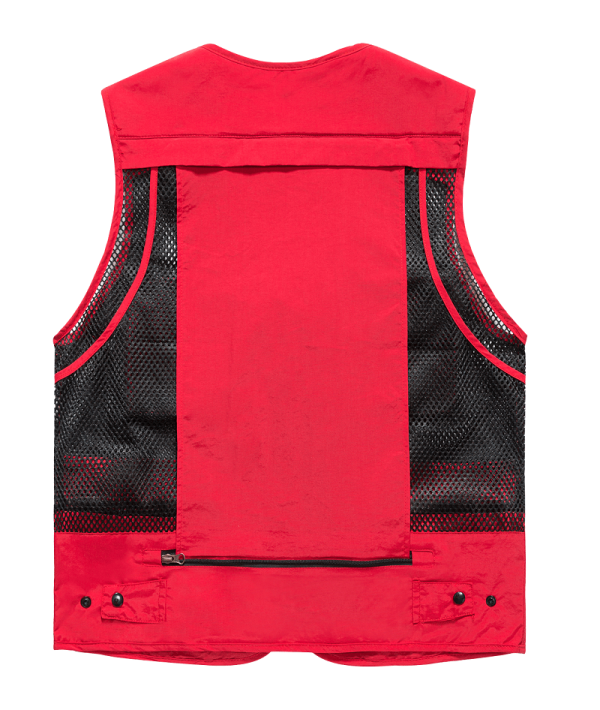 Mesh vest with three-dimensional pockets (detachable at the back)