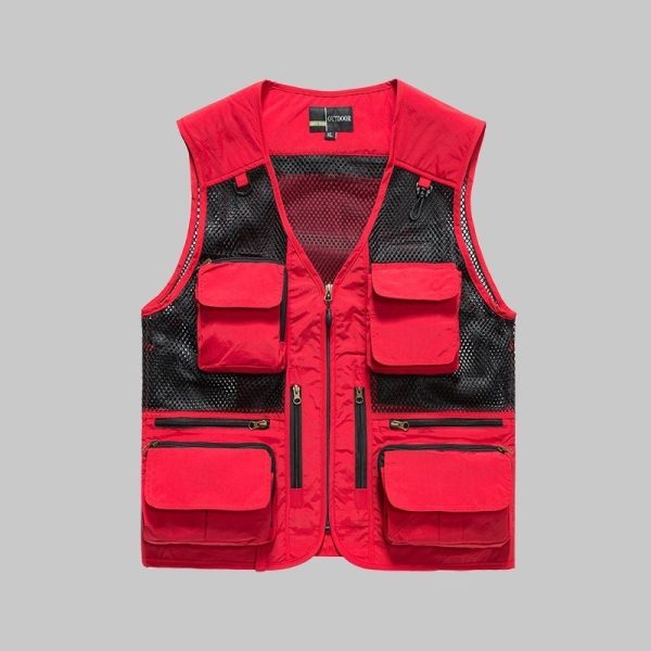 Mesh vest with three-dimensional pockets (detachable at the back)
