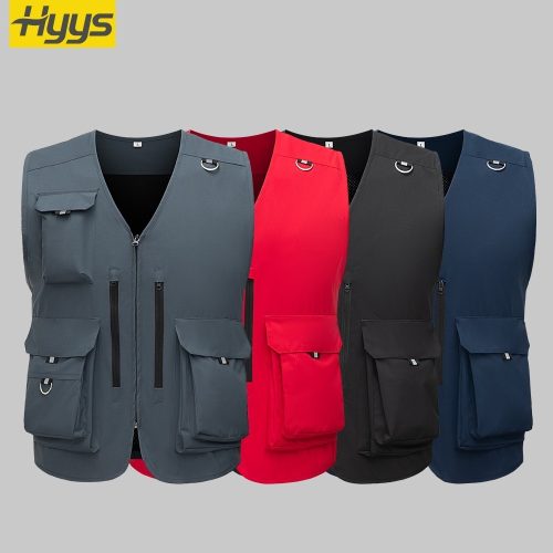 Waterproof zippered large pocket work vest