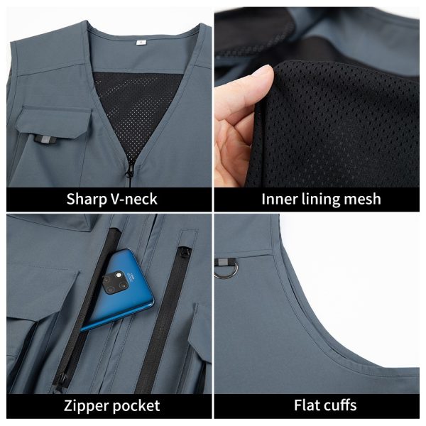 Waterproof zippered large pocket work vest