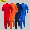 Polyester-cotton stand-up collar coveralls