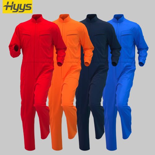 Polyester-cotton stand-up collar coveralls