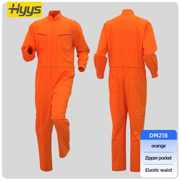 Polyester-cotton stand-up collar coveralls