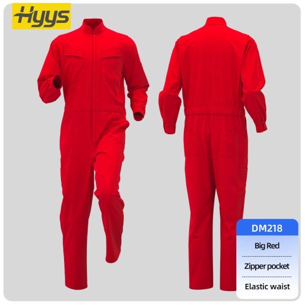 Polyester-cotton stand-up collar coveralls