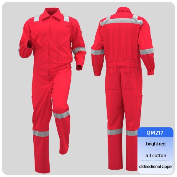 Cotton spring autumn high-visibility coveralls