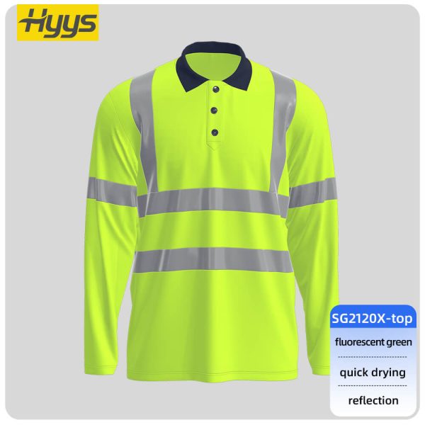 Summer quick-drying long-sleeved high-visibility lapel POLO shirt