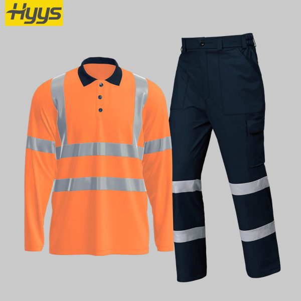 Quick-drying Long-sleeved High-visibility Solid Color Lapel POLO Shirt Suit