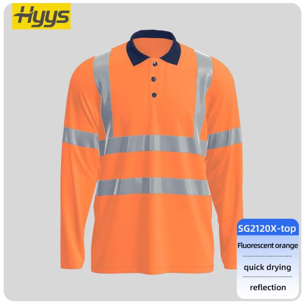 Summer quick-drying long-sleeved high-visibility lapel POLO shirt