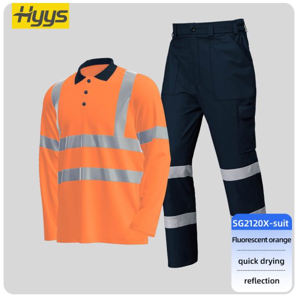 Quick-drying Long-sleeved High-visibility Solid Color Lapel POLO Shirt Suit