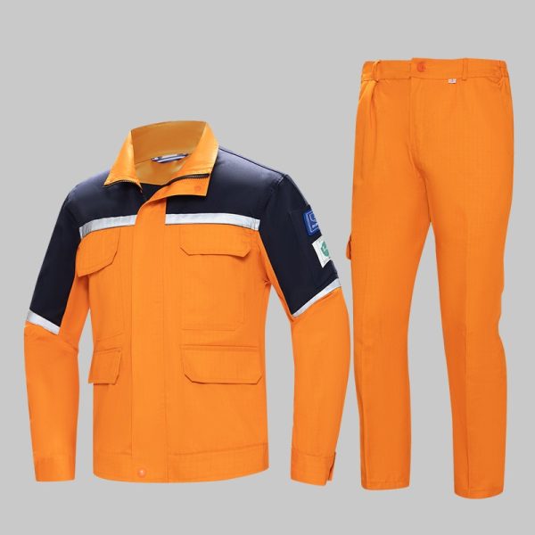 Colorblock large pocket high-visibility anti-static protective clothing suit