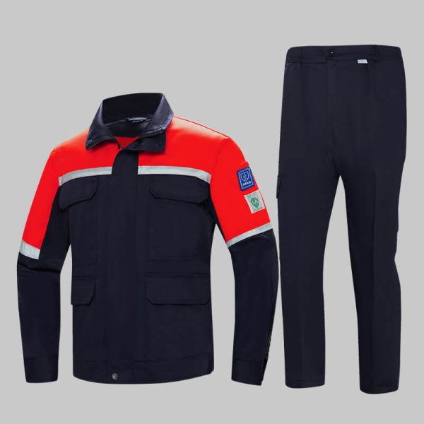 Colorblock large pocket high-visibility anti-static protective clothing suit