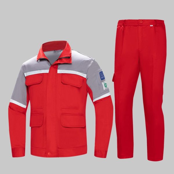 Colorblock large pocket high-visibility anti-static protective clothing suit