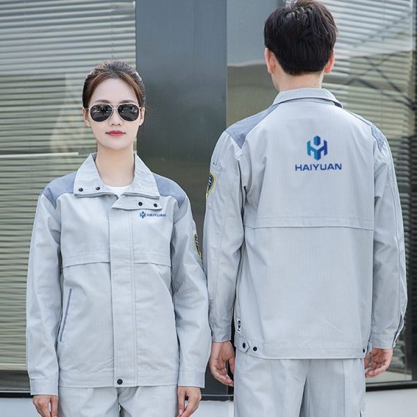 Cotton grid high quality anti-static clothing - spring autumn long sleeves