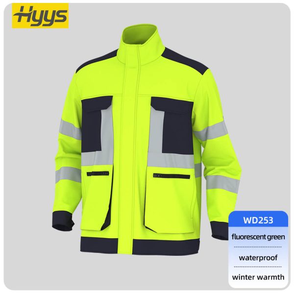 Winter high-visibility waterproof cold-proof fleece work clothes suit