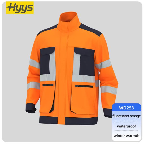 Winter high-visibility waterproof cold-proof fleece work clothes suit