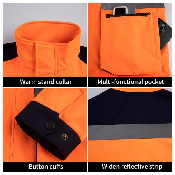 Winter high-visibility waterproof cold-proof fleece work clothes suit