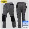 Cotton multi-pocket knee-pad work pants