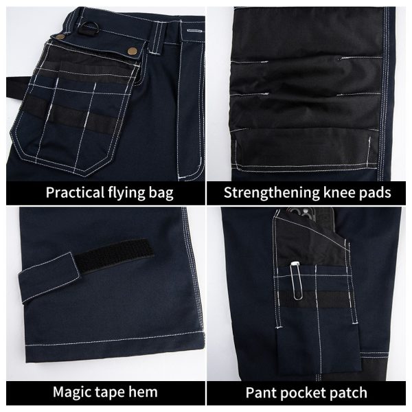 Cotton multi-pocket knee-pad work pants