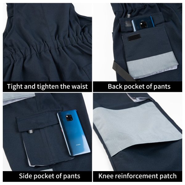 Cotton-like Brushed Multi-Pocket Oxford Reinforced Bib Overalls