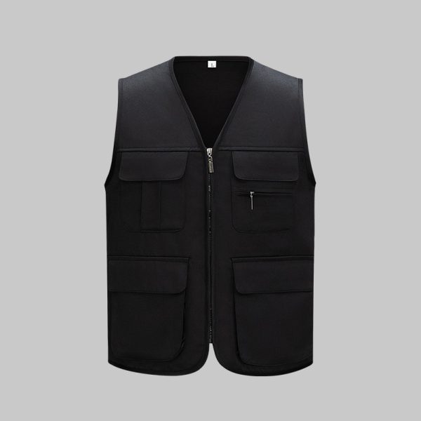 Solid Color Zipper Pocket Work Vest