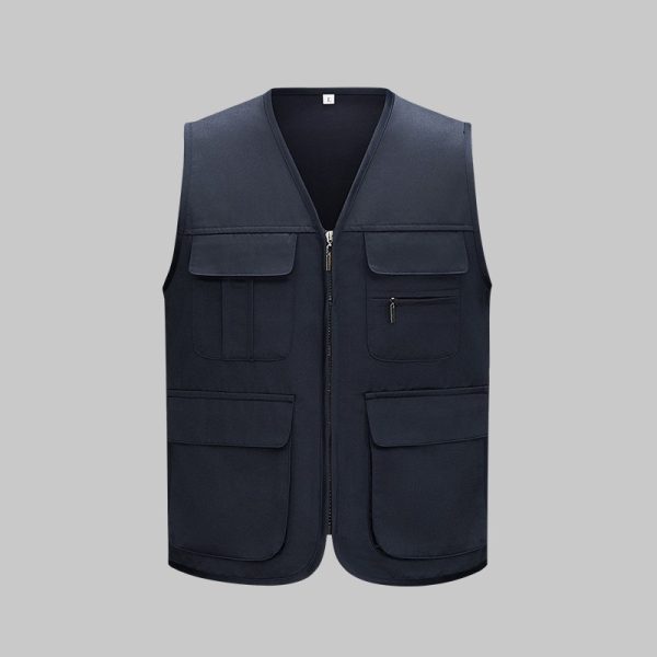 Solid Color Zipper Pocket Work Vest